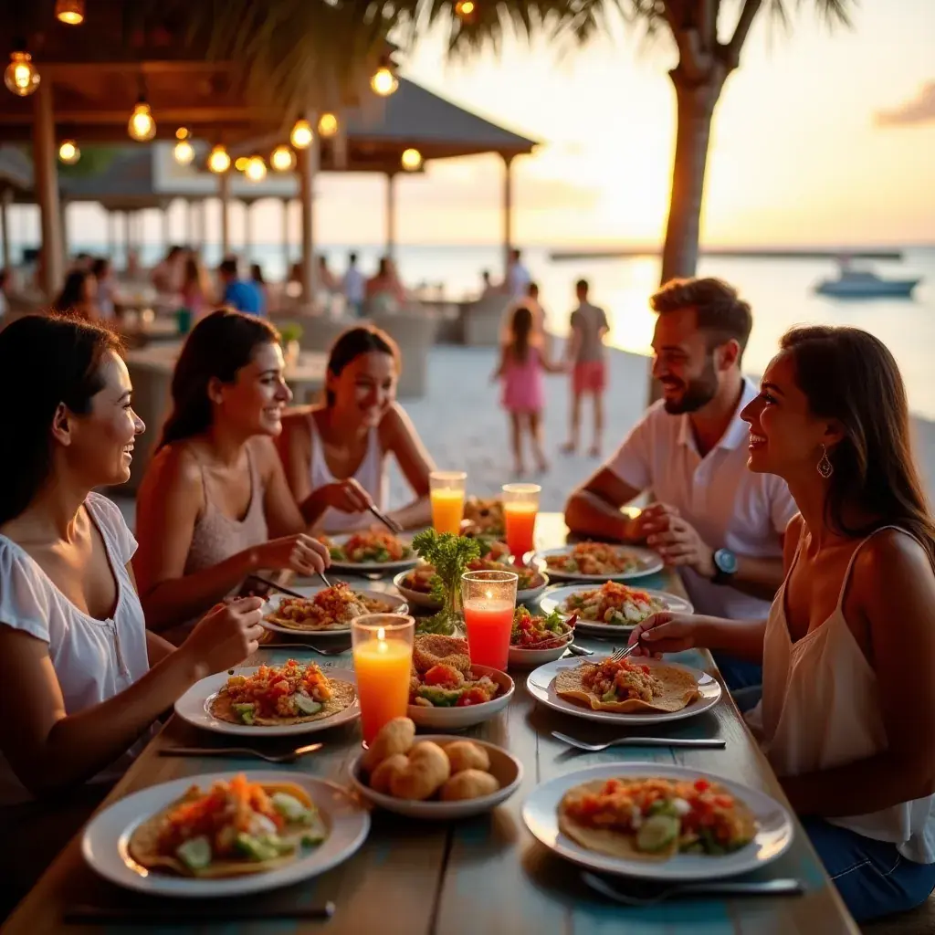 Традиционное празднование заката на набережной острова