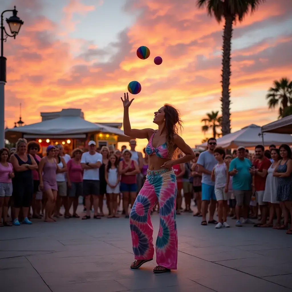 Люди, собирающиеся на вечерние мероприятия на набережной